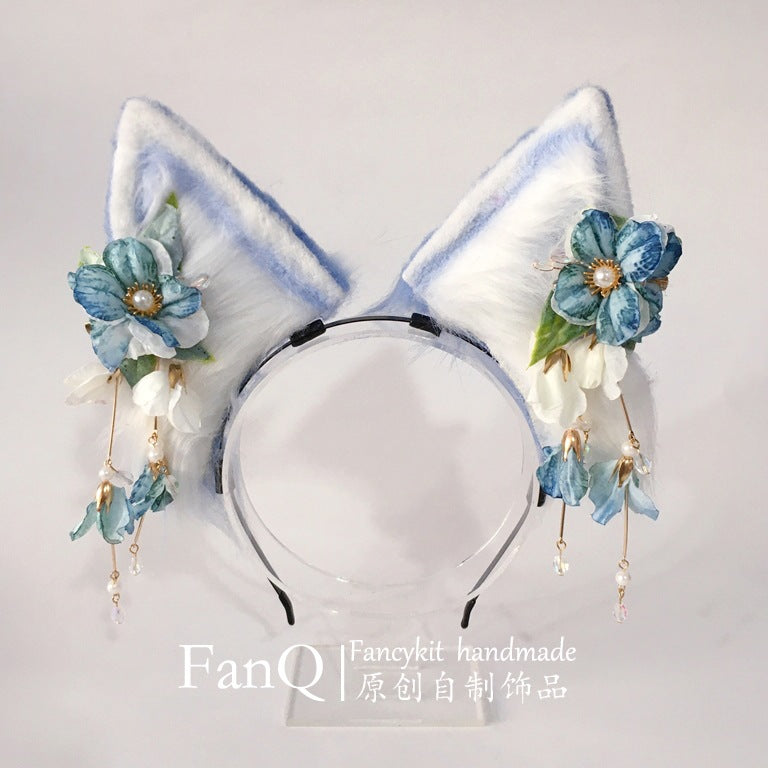 Lolita Fox Ears Bow KC Headband Fairy Bow Animal Ear Headwear Lolita Plush Ear Headband