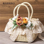 Sac blanc cassé + fleurs jaunes