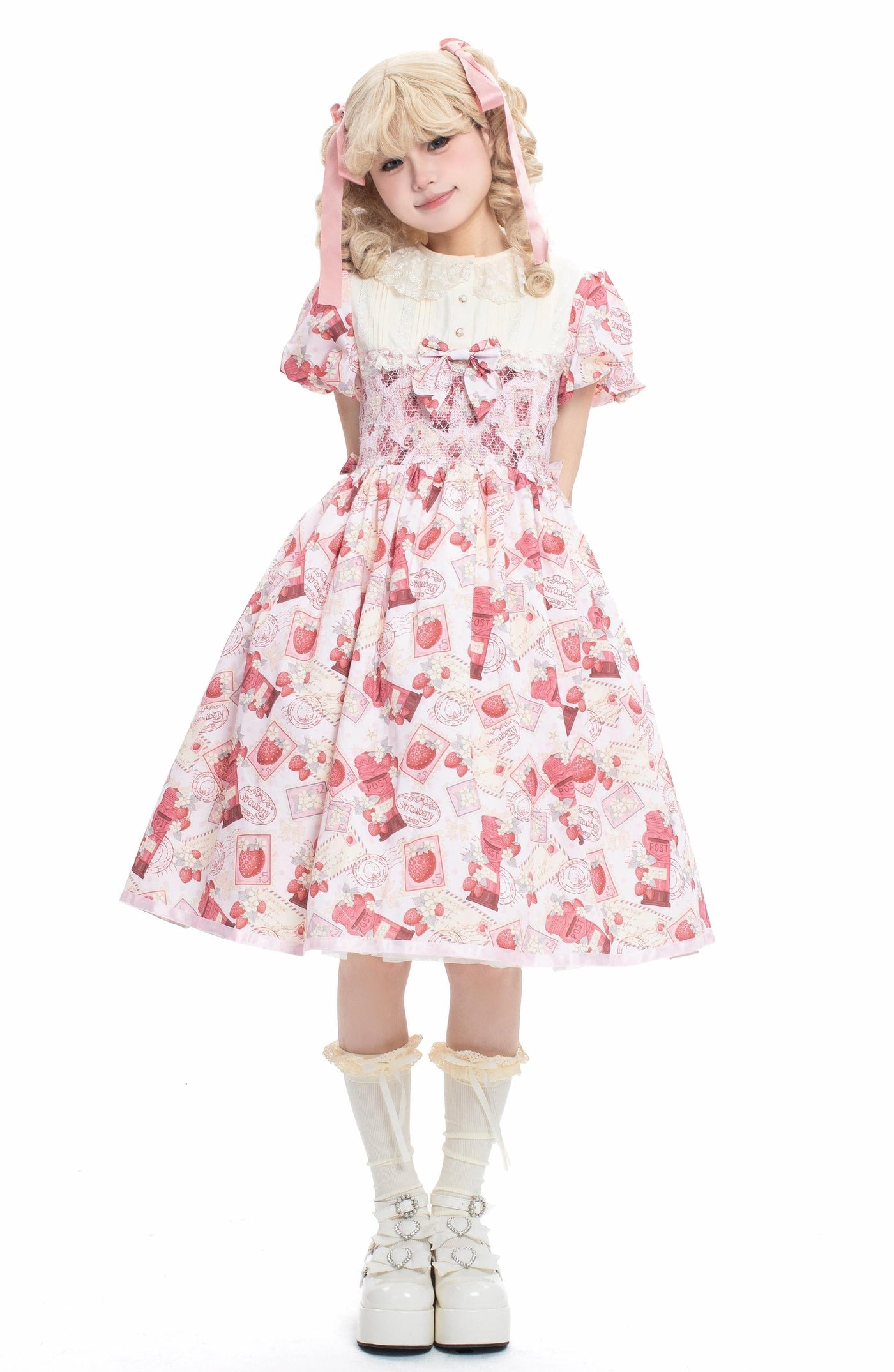 Strawberry Witch - Kawaii Lolita OP Dress - Strawberry Print OP Dress