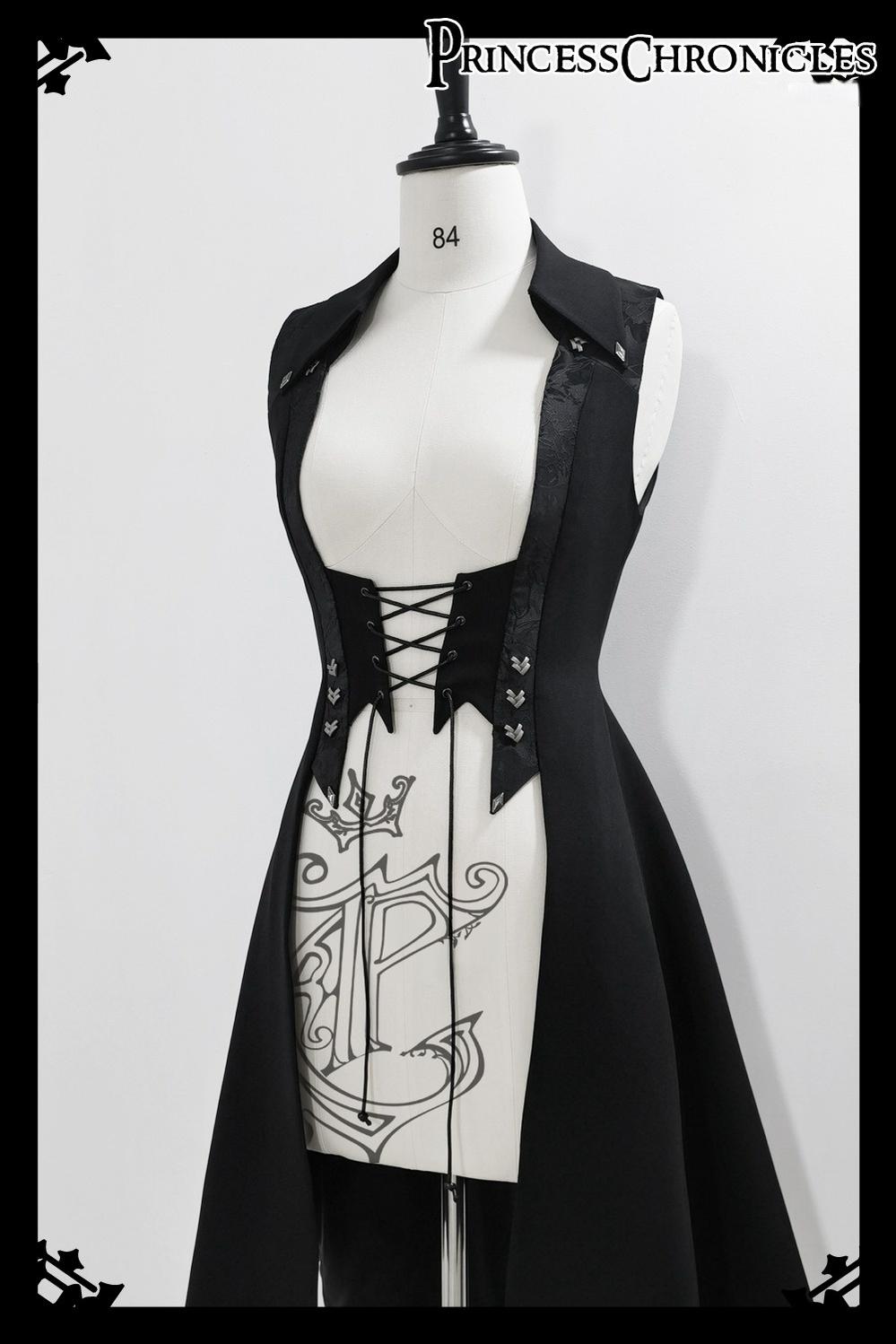 Princess Chronicles - Red and Black 4.0 - Ouji Lolita Long Vest & Red Blouse