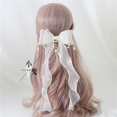 Miss Fula Lolita  Elegant Hairband Lolita Hairband Necklace White Wedding Black Hat