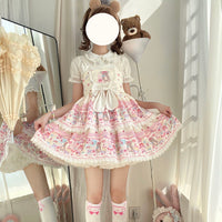 Sweet Bear Printed Lolita JSK Dress - Light Yellow - Dress Only / S