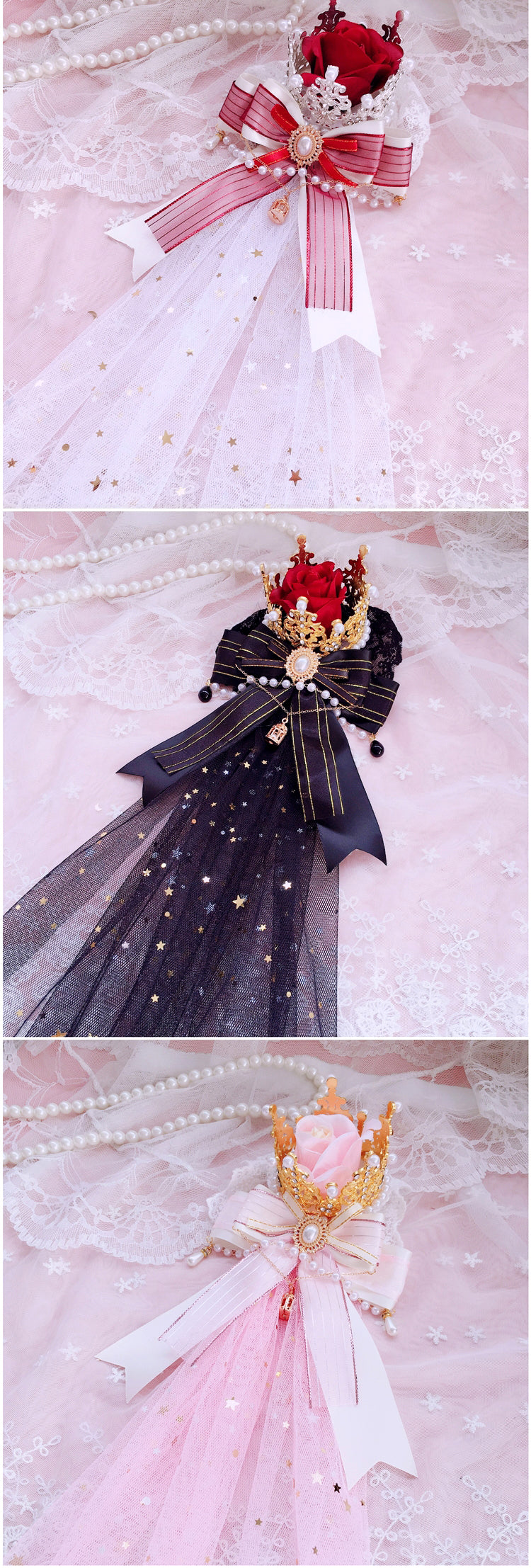 Christmas Lolita Crown Handmade Headpiece Gorgeous Hanamaru Shirayukihime Tea Party Lolita Hair Accessory Elegant Flower Bride