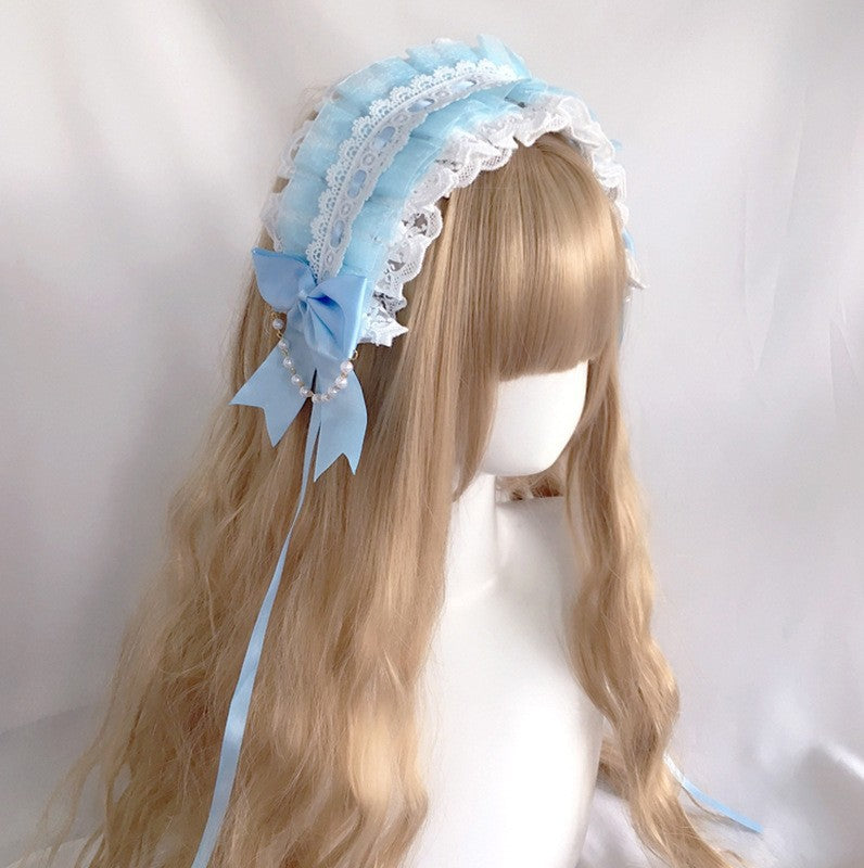 Soft Girl Hairband Lace Hair Clip Lolita Sweet Versatile Kc Bow Hair Accessory Headband