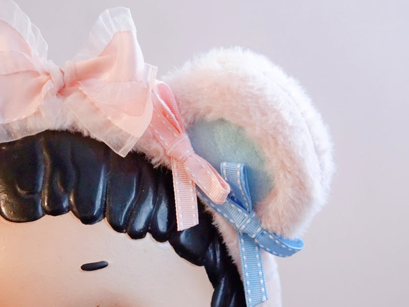 Original Handmade Bear Ear Bowknot Plush Headband Lolita Brown Japanese Korean Style - Lolita Fetch