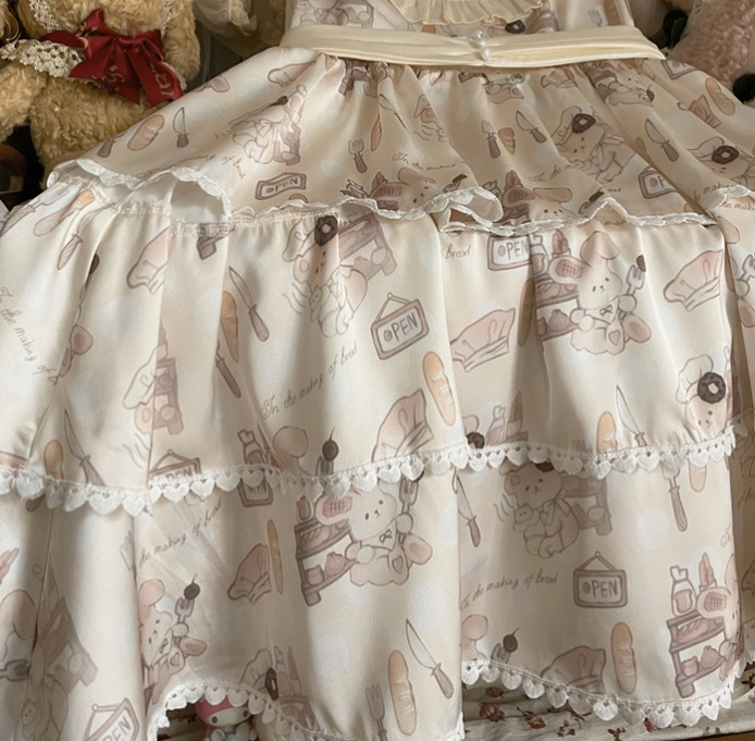 Niu Niu - Plus Size Lolita Jumper Dress - Beige Sweet Short Sleeve JSK Dress