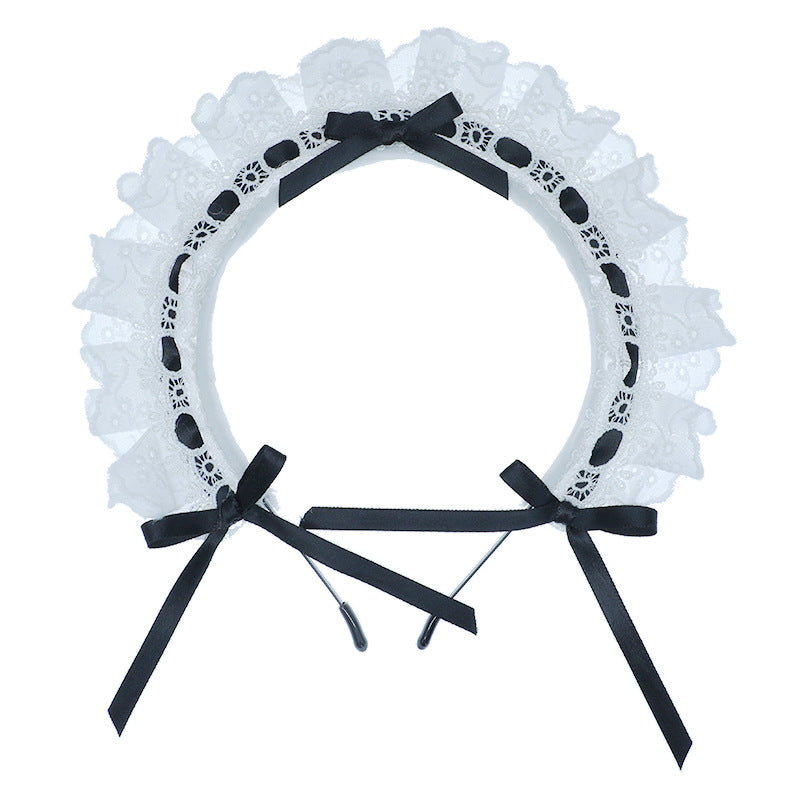 Japanese Style Anime Lolita Headwear Lolita Hair Accessories Lace Bow Maid Headband B Style - Lolita Fetch