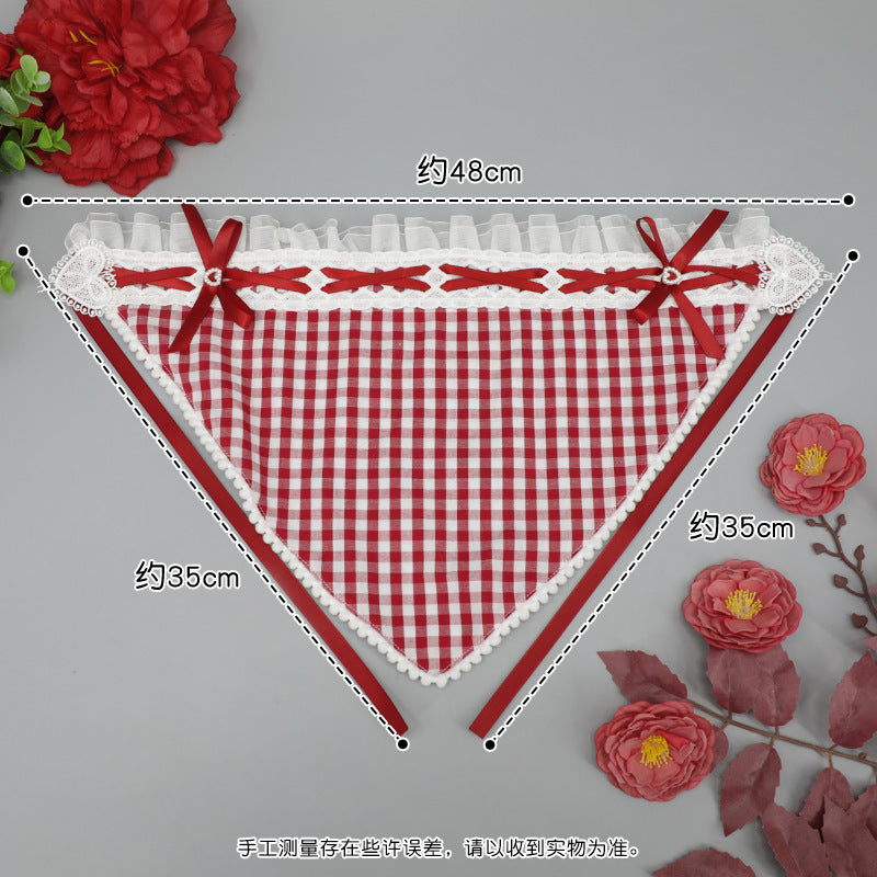 Cute Anime Lace Trim Triangle Scarf Sweet Girl Hair Scarf Vacation Photo Hairband Hair Accessories Headscarf - Lolita Fetch