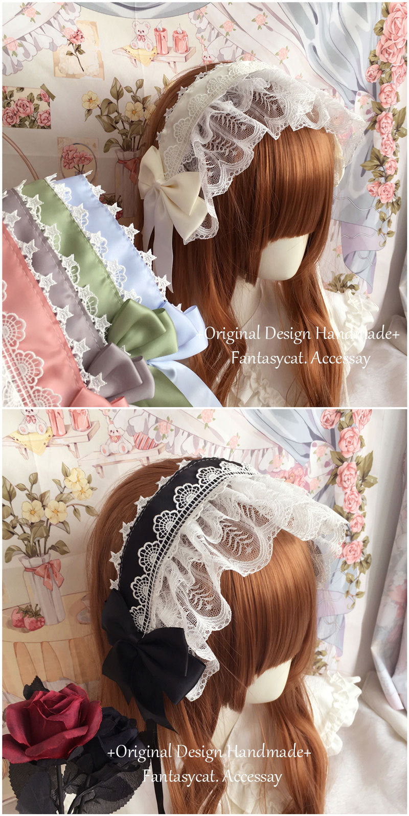 Japanese Retro Handmade Lolita Headband Lolita Style Lace Hair Accessory Sweet Versatile Dark Style KC Hair Ornament