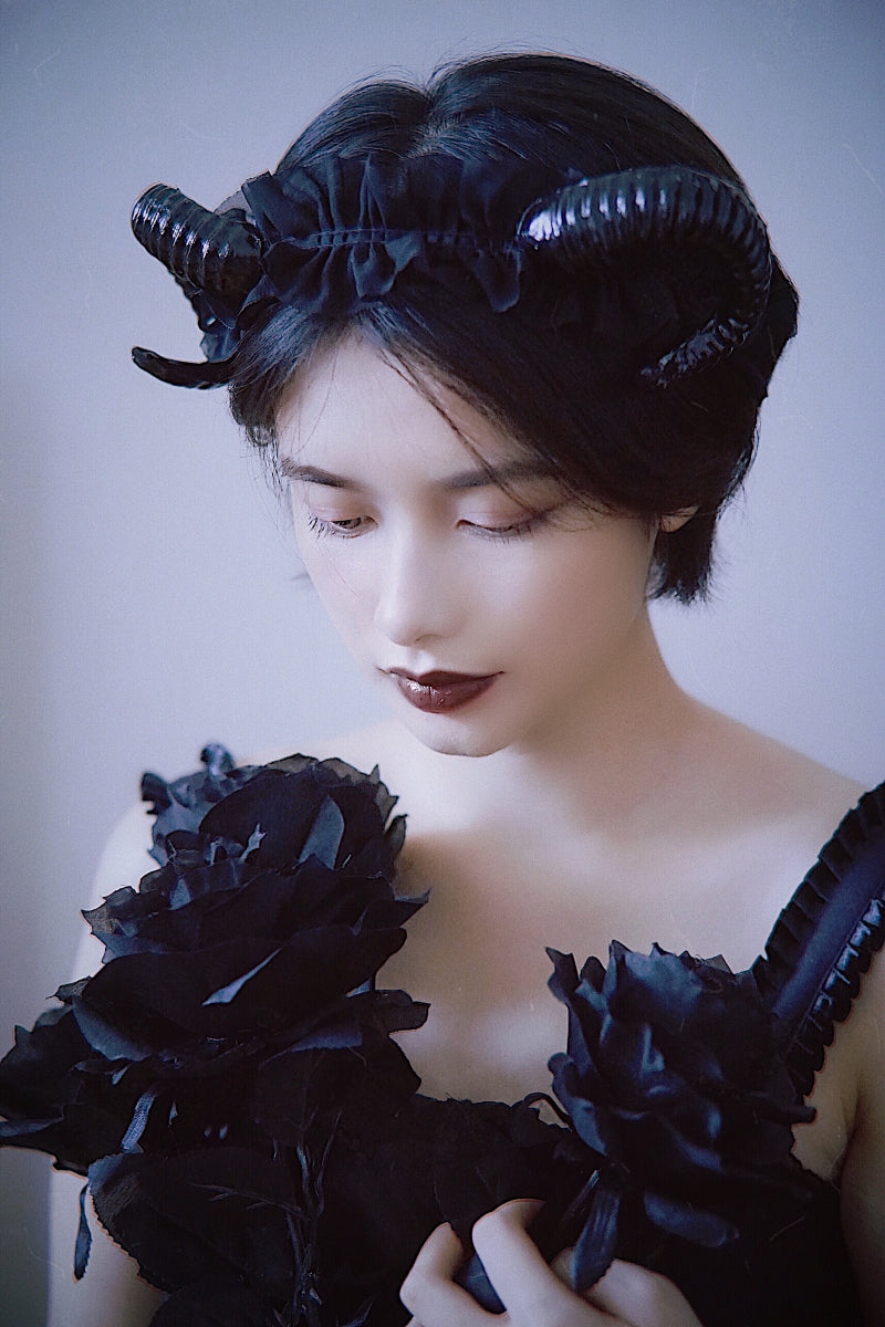Original Handmade Lolita Girl Demon Horn Headband Dark Gothic Photography Prop Headband