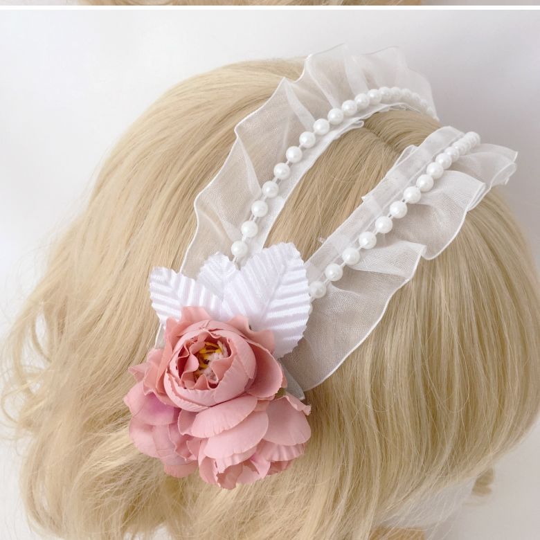 Lolita French Retro Sweet Mesh Headband - Gentle Temperament Flower Lace Hair Accessory
