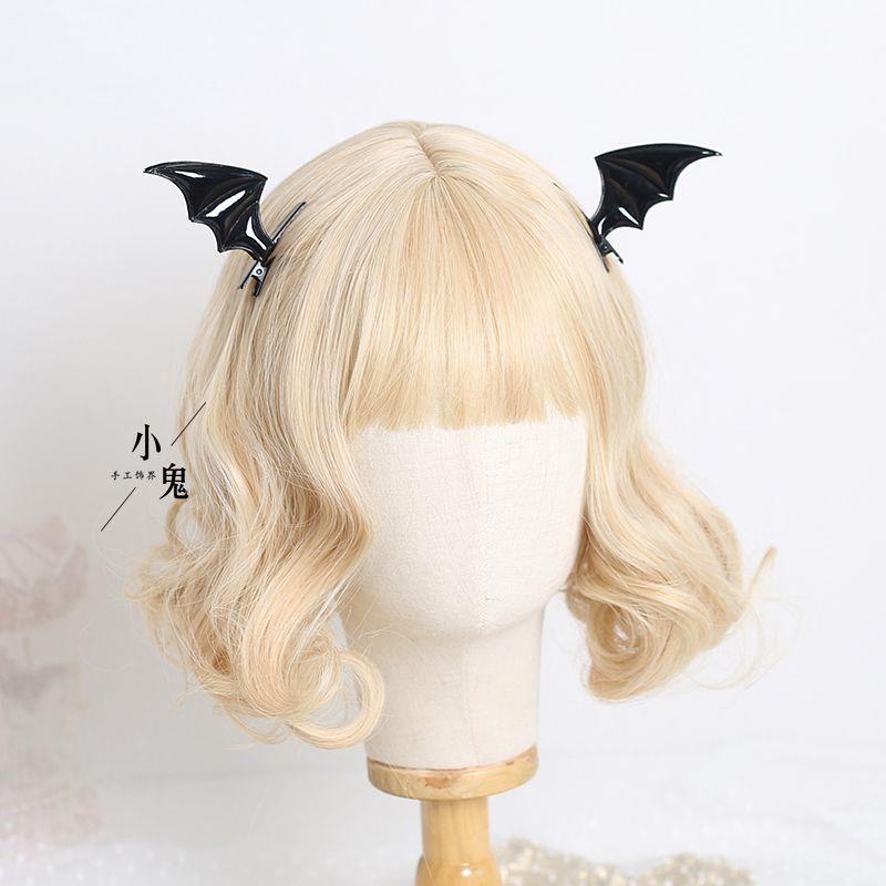 Black Wings Demon Hair Clip Bat Side Clip Halloween Headwear Bow Hair Accessory Lolita Gothic