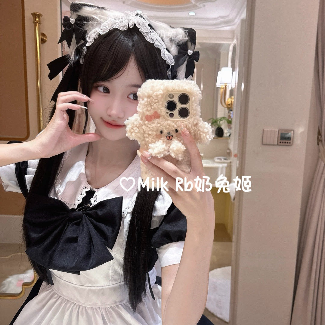 Handmade Japanese subculture sweet cat ear hair clip cosplay headdress by LolitaFetch, featuring plush cat ears on a decorative headpiece.