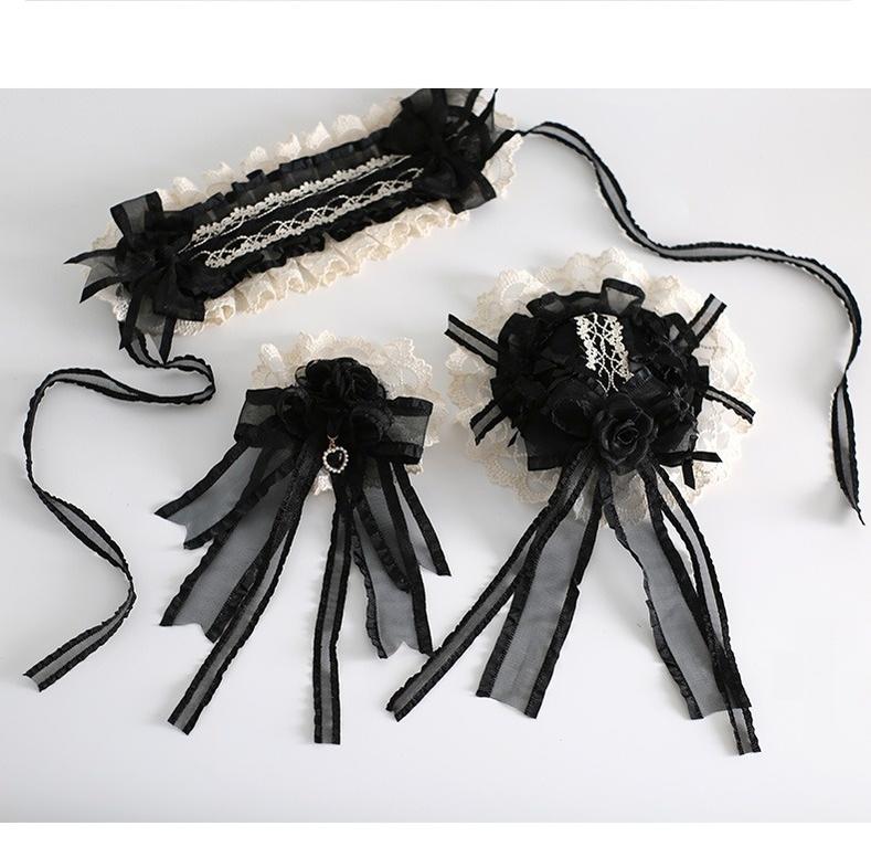Xiaogui - Maid Lolita Hairband Doll Lolita - Cuffs and Top Hat Headwear