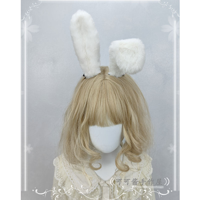 Pure White Realistic Rabbit Ear Hair Clip Lop Ear Rabbit Headband Lolita Versatile Plush Bunny Hair Accessory Cosplay