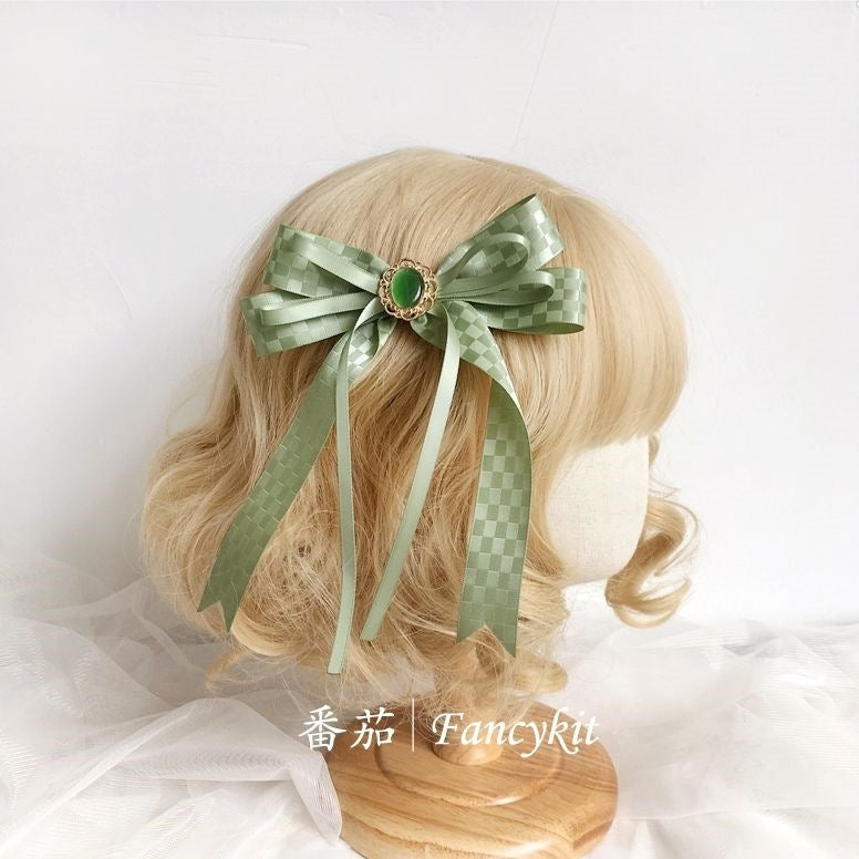 Original Wakakusa Color Lace Bow Hair Accessory Clip Bbd Lolita Hair Ornament Forest Style Girl Lolita Small Item - Lolita Fetch