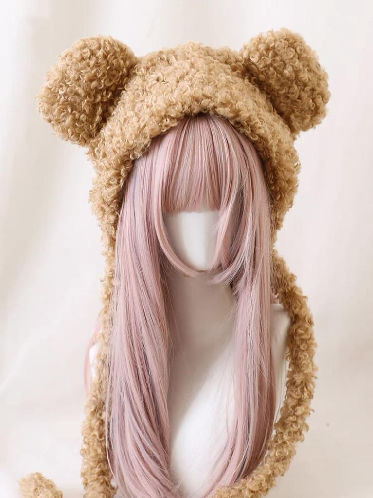 Xiaogui - Cute Lolita Teddy Bear Ears Hat - Kawaii Winter Hat Headwear