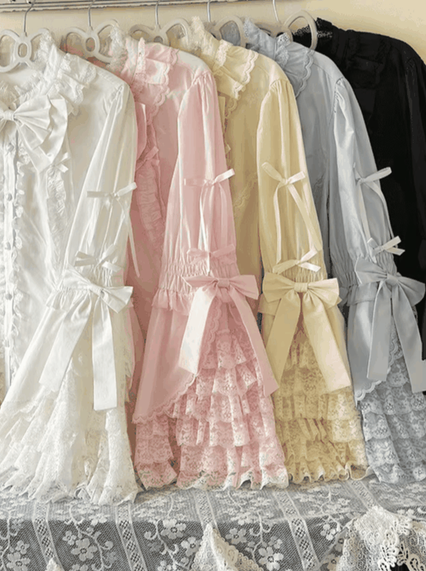 Niu Niu - Plus Size Sweet Lolita Blouse with - Hime Sleeves Innerwear