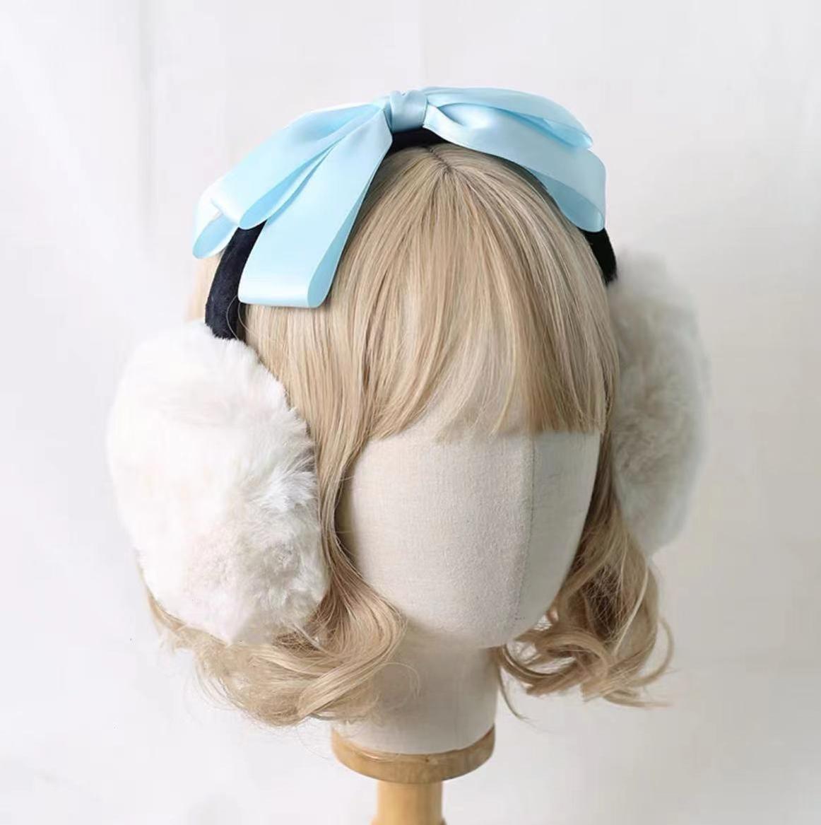 Xiaogui - Winter Lolita Earmuff Bow Plush - Earmuff Ear Protector Headwear