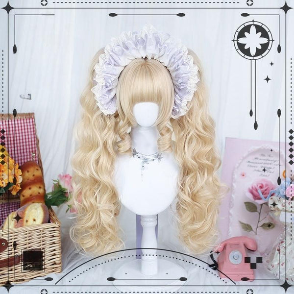Dalao Home - Blonde Sweet Lolita Wig With Roman - Roll & Double Ponytails Wig