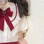 S / Ivoire - Blouse seulement (avec dentelle rouge)
