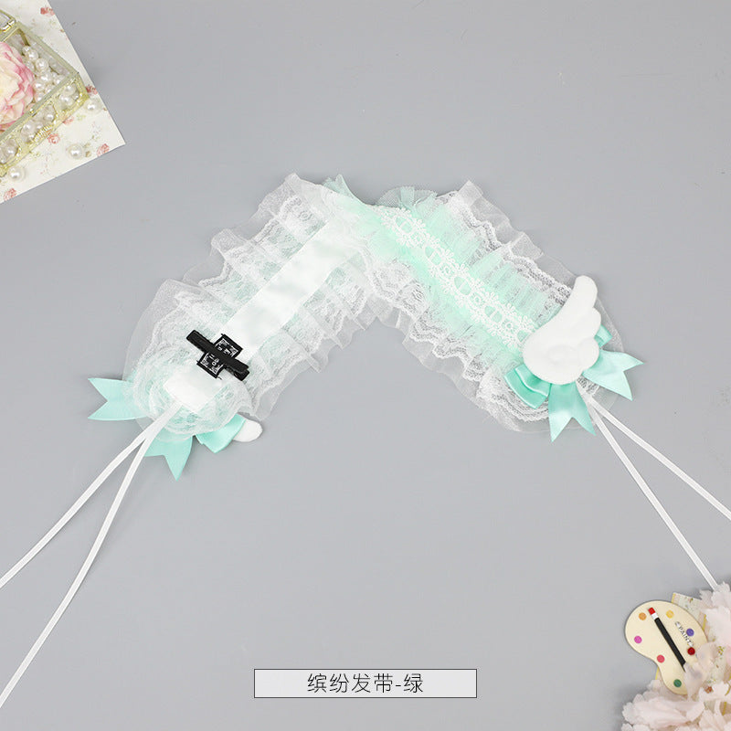 Handmade Lolita Bow Lace Hairband - Comic Exhibition Cosplay Hair Clips