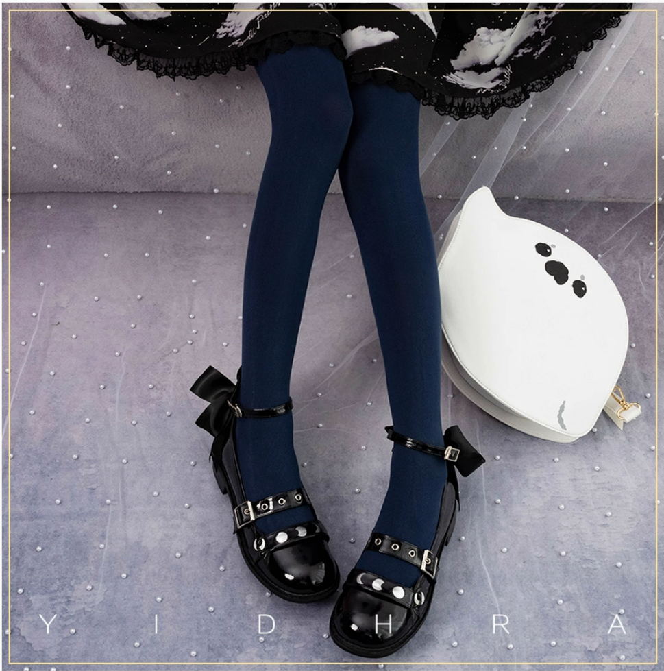 120D Daily Lolita Velvet Spring Leggings, Solid Color One Size 120D-navy blue / 2.0 version