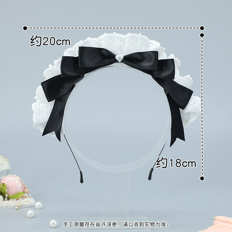 Anime Lolita Headwear - Lace Maid Bow Hairpin Cosplay Exhibition - Lolita Fetch
