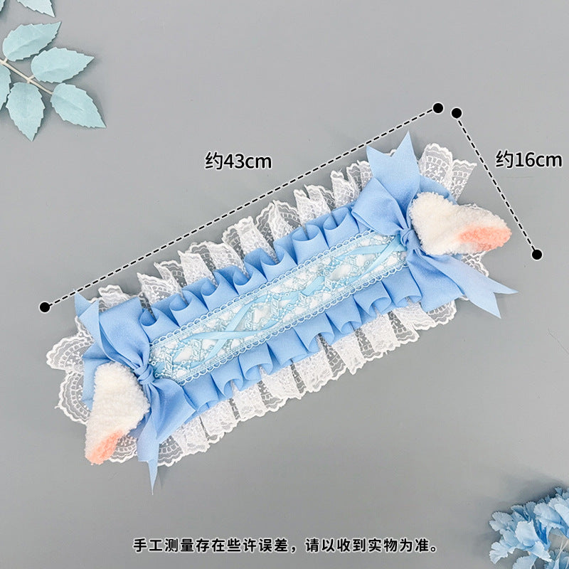 Japanese Harajuku Style Lolita Little Sheep Ear Headband Sweet Girl Soft Cute Imitation Lamb Wool Bow Hair Accessory