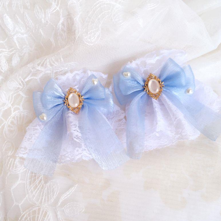 Multicolor  Sweet Lace Lolita Hair Accessories Dark Red Lolita Tulle Bow Hand Sleeves Bracelet