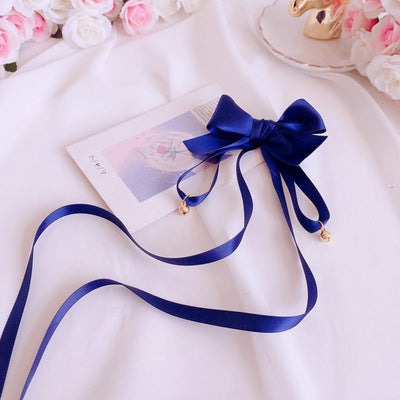 Girl's Bowknot Long Ribbon Bell Hair Clip Sweet Cute Lolita Hair Acces