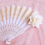 Bronzing folding fan + white rose flower