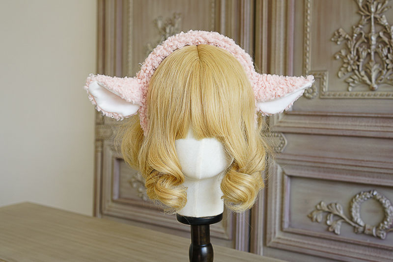 Handmade Lolita Sheep Ear Headband with soft, plush animal hair accents, perfect as a unique hair accessory.