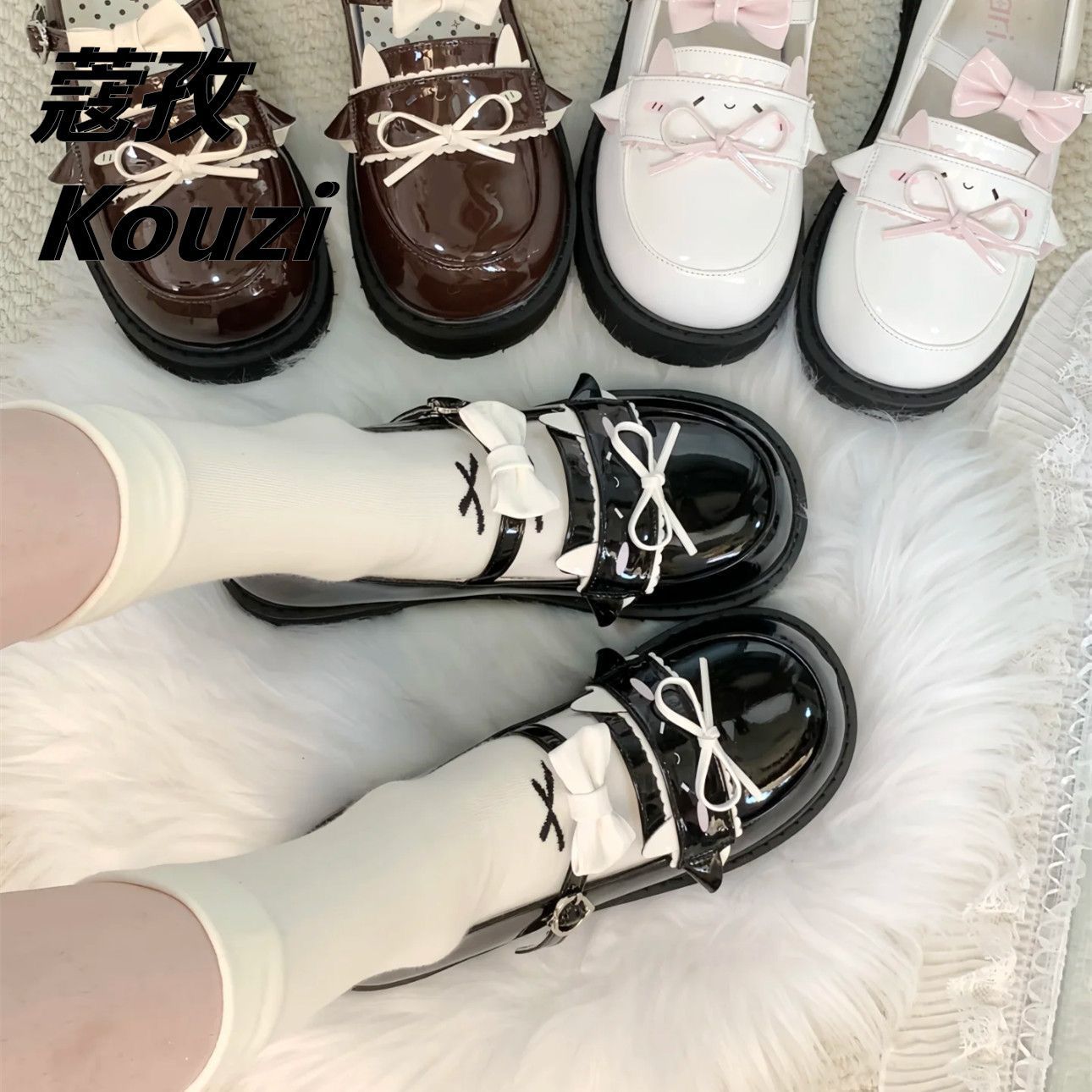 Unbranded - Low-Top Lolita Bow Flat Mary Janes - Cute JK style flats