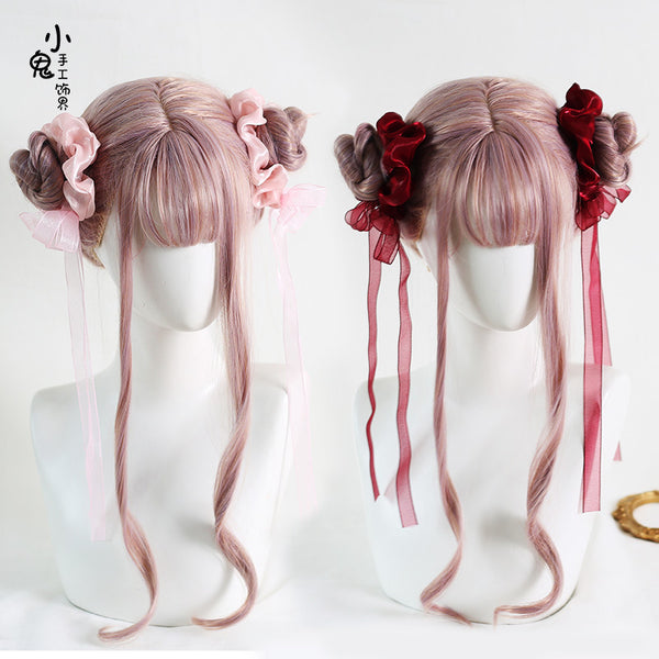 Double Ponytail Lolita Hair Tie Chinese Style Ribbon Bun National Style Girl Bun Hair Accessory Mermaid Princess Hair Tie - Lolita Fetch