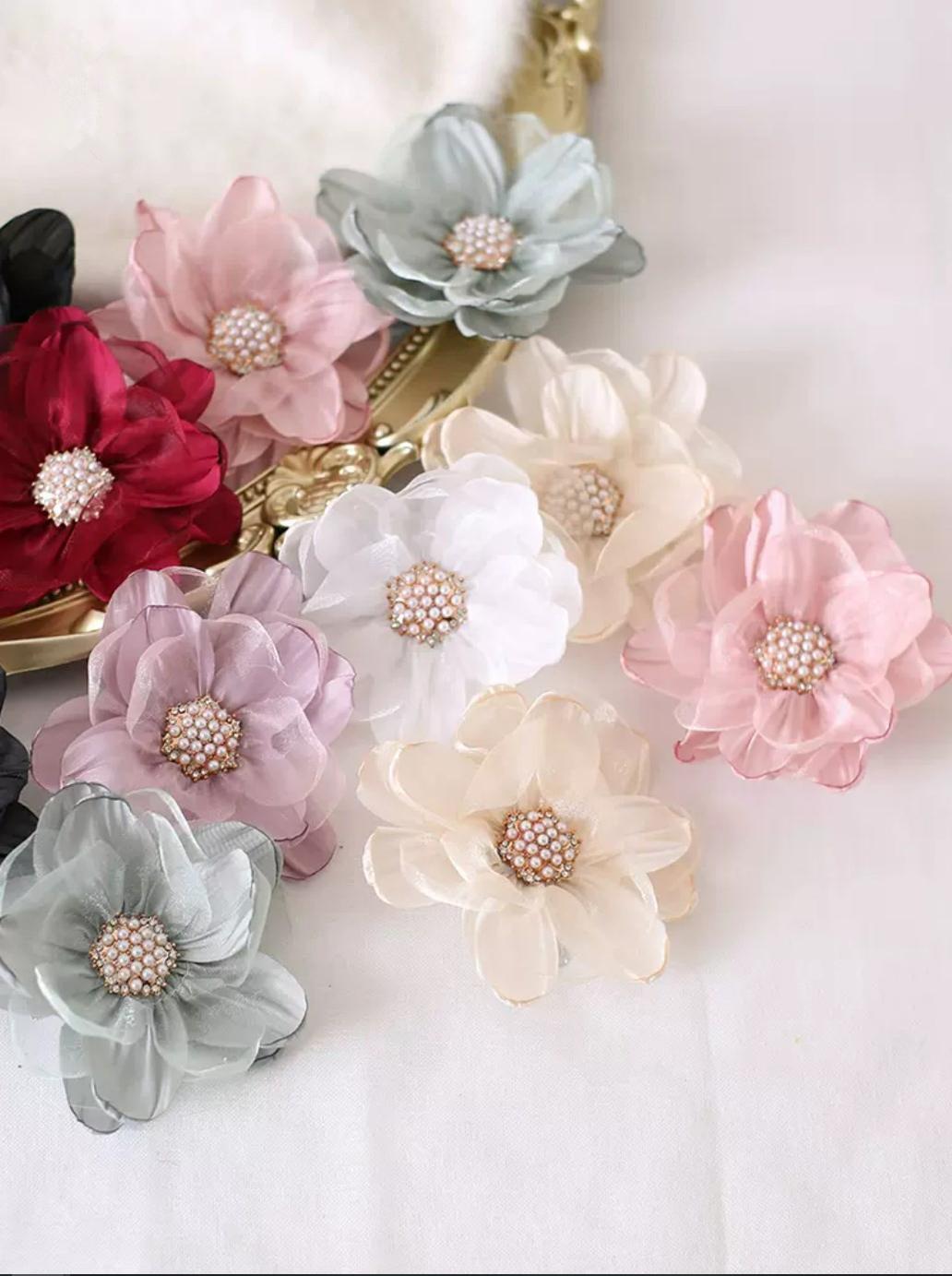 Xiaogui - Elegant Lolita Headdress Organza - Flower Hairpin Headwear