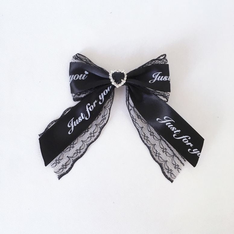 Independent Brand - Black Lace Bow Hair Accessory - Heart