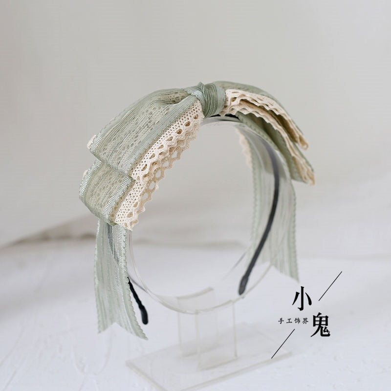 Original Wakakusa Color Lace Bow Hair Accessory Clip Bbd Lolita Hair Ornament Forest Style Girl Lolita Small Item - Lolita Fetch