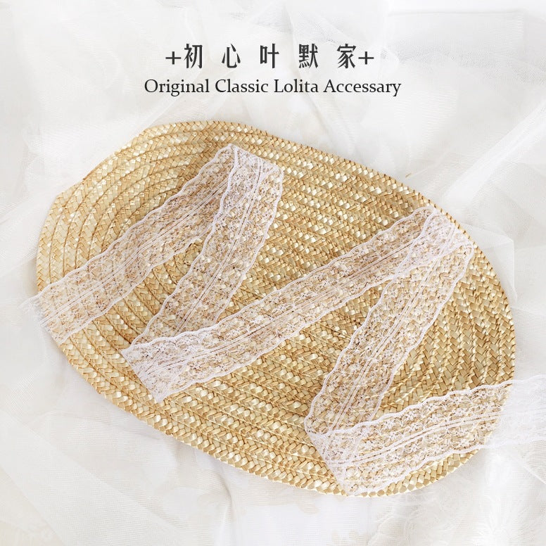 Handmade Straw Hat Flat Hat Lolita Handmade Tea Party Pastoral Bonnet