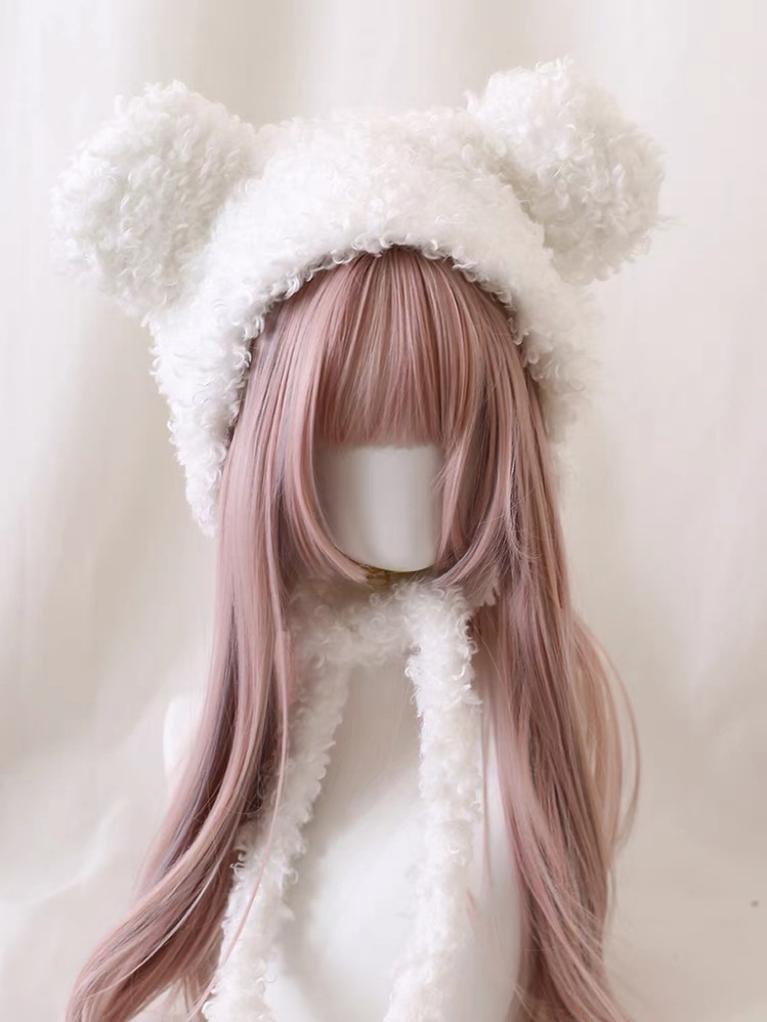 Xiaogui - Cute Lolita Teddy Bear Ears Hat - Kawaii Winter Hat Headwear