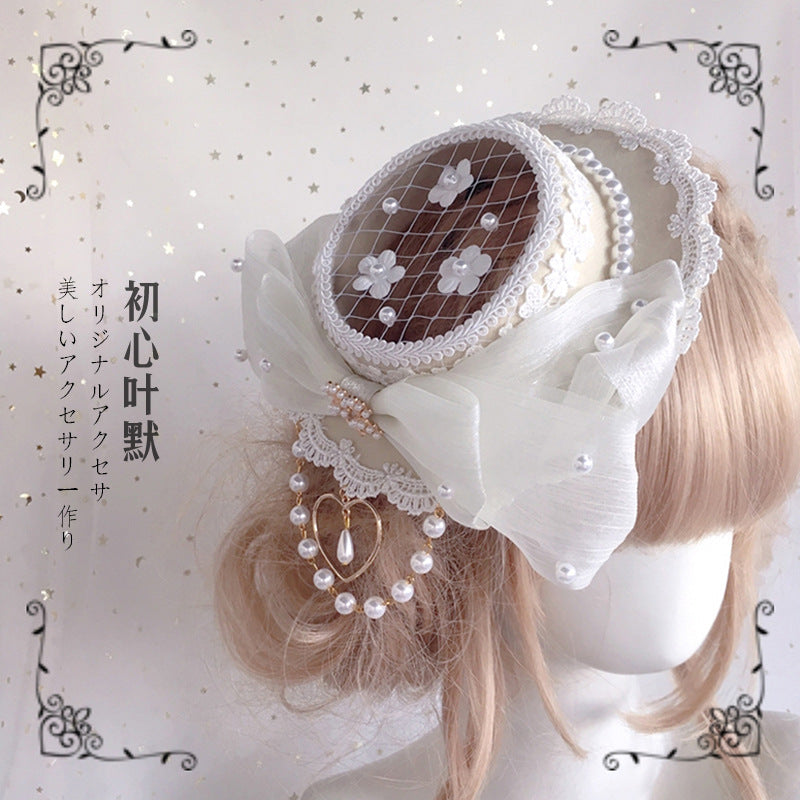 Christmas Girl Hair Accessories Mesh Flat Hat Tea Party Small Hat Hanf