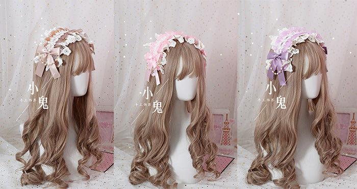 Soft Girl Hairband Lace Hair Clip Lolita Sweet Versatile Kc Bow Hair Accessory Headband
