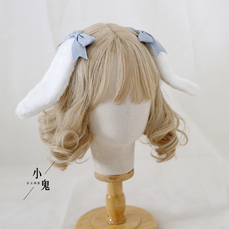 Sweet Ears Lolita Bunny Ear Hair Accessories Lop Bunny Hair Clip Card Soft Girl Lolita Bowknot Lolita Headwear