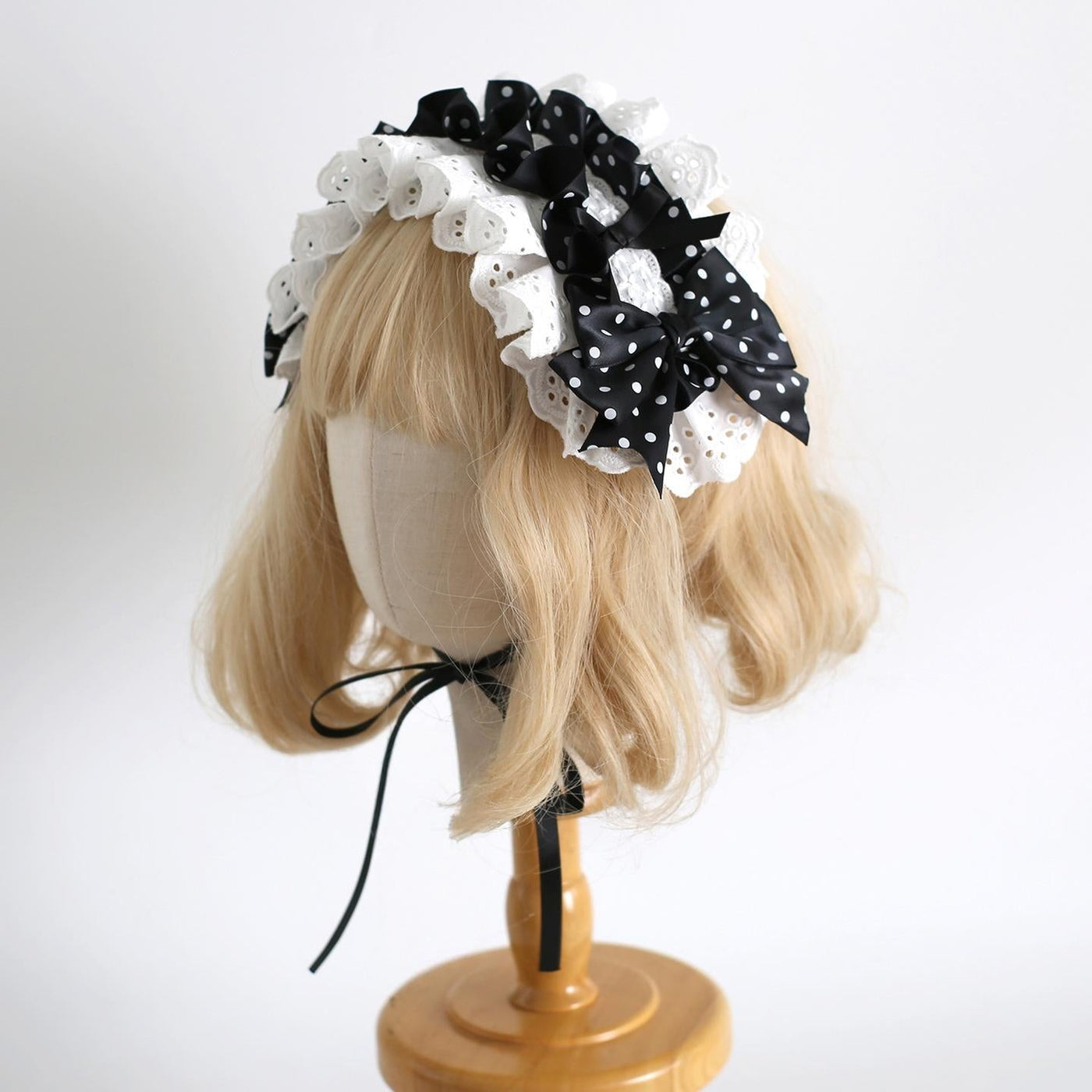 Xiaogui - Polka Dot Lolita Headdress - Detachable Bunny Ear Headwear