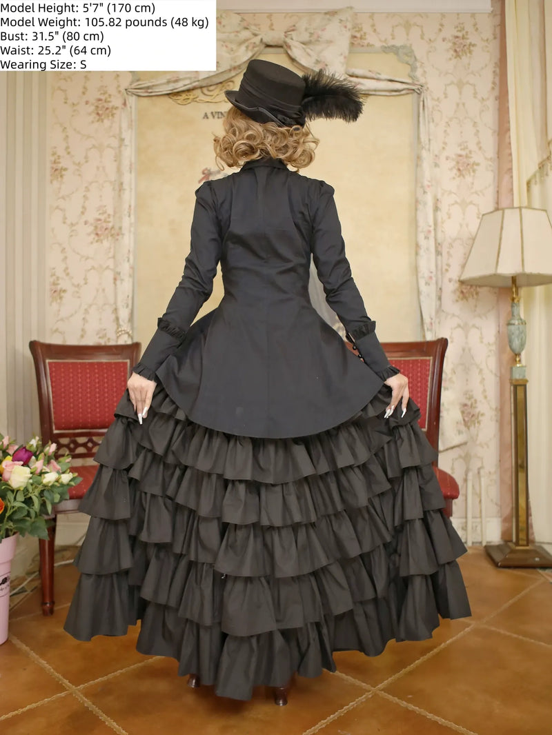 LACE GARDEN - Tailed Hem - Gothic Lolita Blouse and Skirt Set with Layered Ruffles - product detail 8