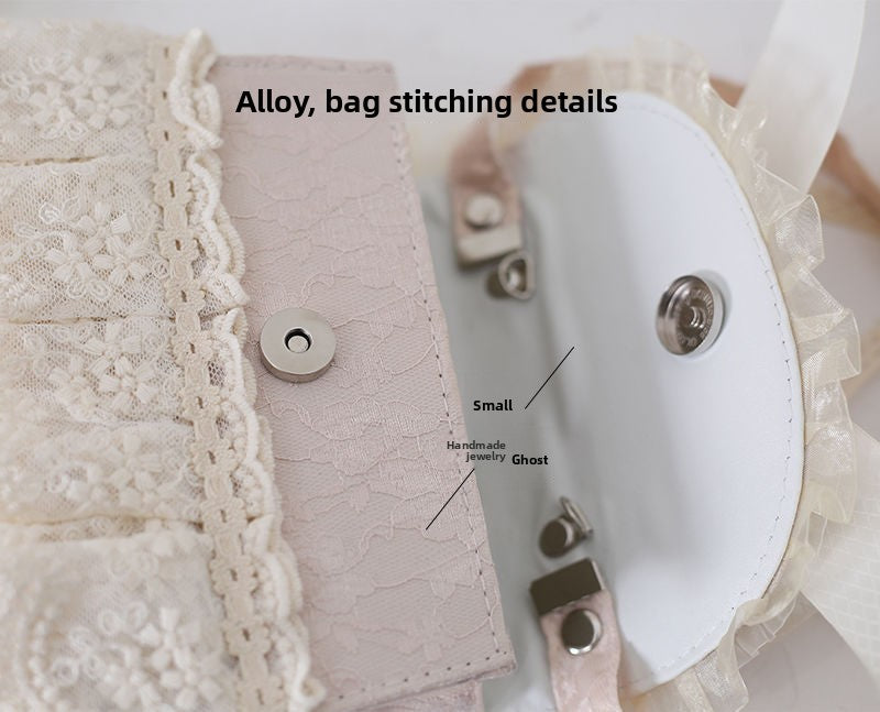 Original Lolita Forest Style Elegant Daisy Handbag - Pearl & Lace Chain Crossbody Bag