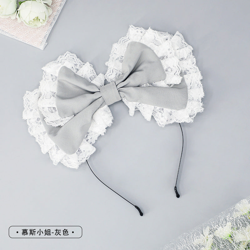 Handmade Small Hairpin Accessories Hair Ornament Bow Lolita Japanese Style Girl Hair Accessories Lace Edge Lolita Headband - Lolita Fetch