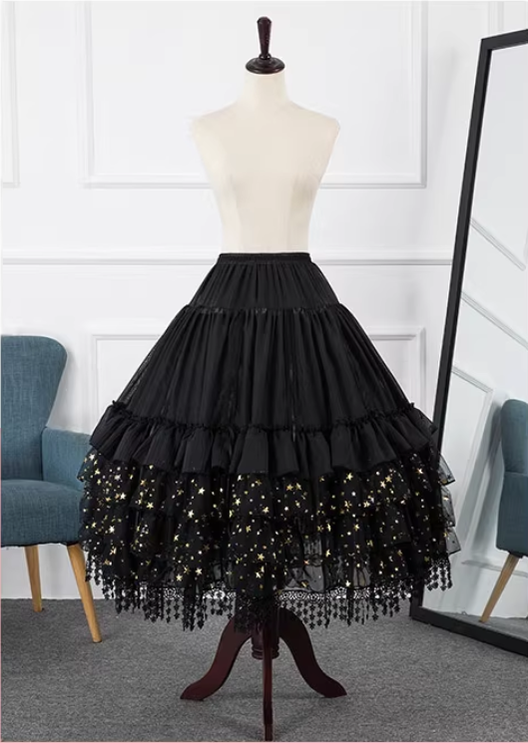 Manyiluo - Wedding - Adjustable Lolita Petticoat with Layered Lace Hem - product detail 2