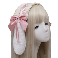 מותג עצמאי - Lace Cotton Rabbit Ear - קשת אוזני ארנב - Lace Cotton Rabbit Ear Headband-Black