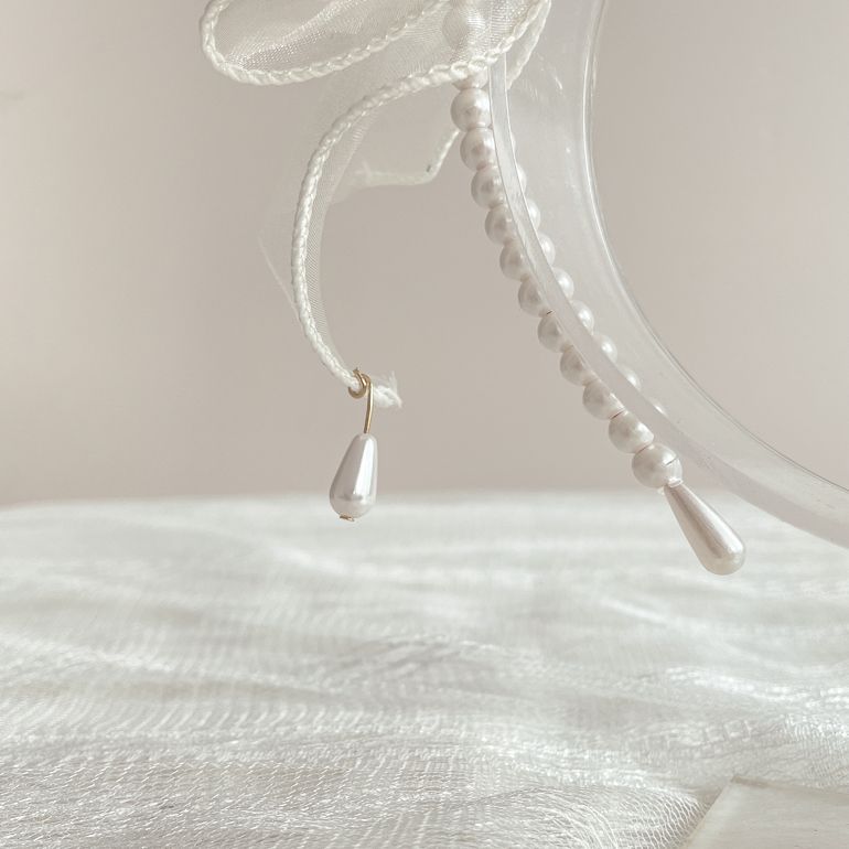 Original Handmade Ruiben Rabbit Full Color Pearl Kc Lolita Headband Organza Bow